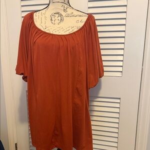 BloomChic Rust Red Off-Shoulder Tunic